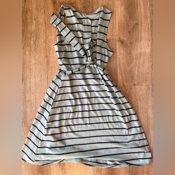 Toad & Co Blue Striped Wrap Belted Dress XL Organic Cotton Eco Friendly - Picture 5 of 6